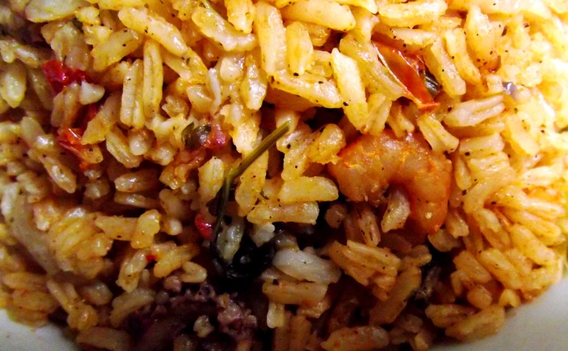 ¡Un sabroso locrio de&nbsp;mariscos!