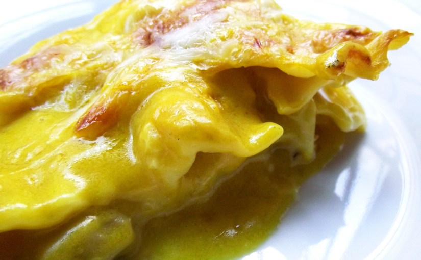 ¡Lasagna ahogada en crema de&nbsp;auyama!